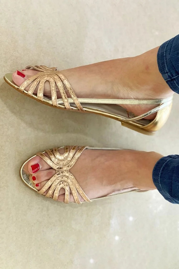 Josephine™ | Chic Strappy Golden Sandals