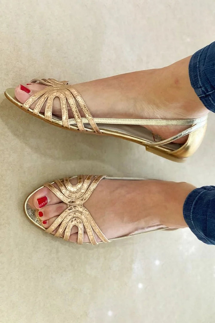 Josephine™ | Chic Strappy Golden Sandals