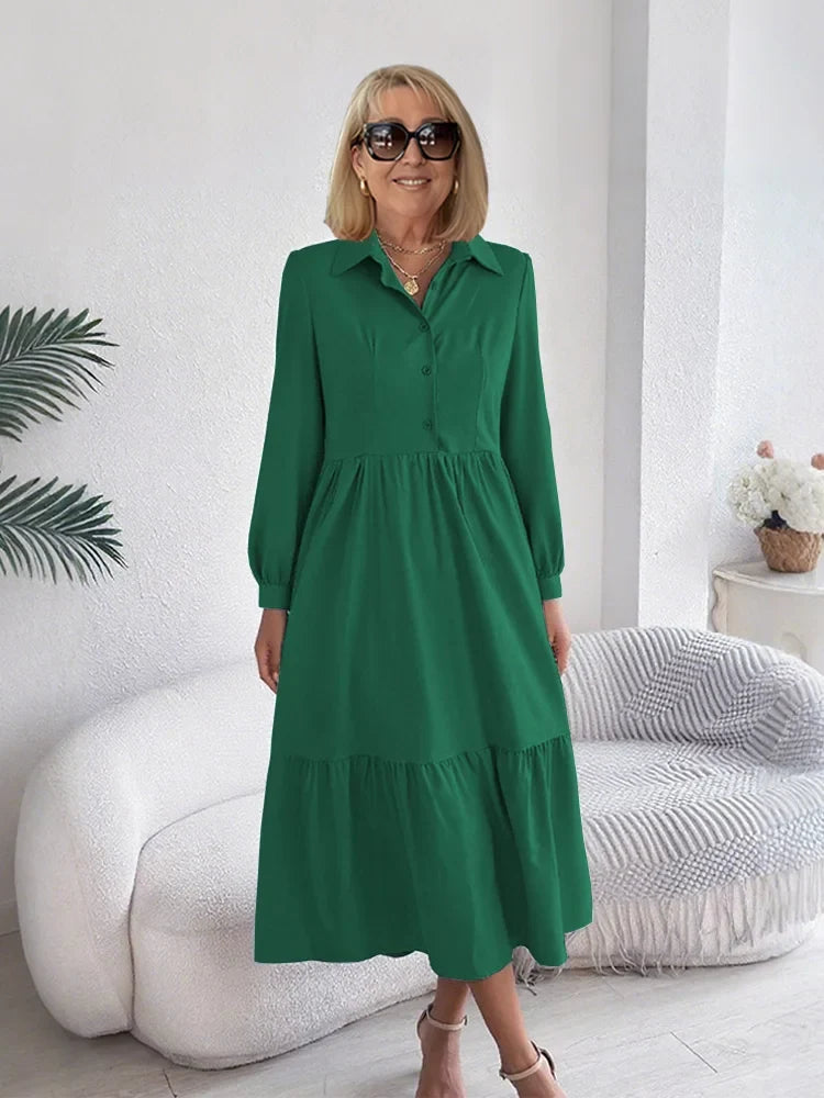 Carol™ | Elegant Ruffle Shirt Dress