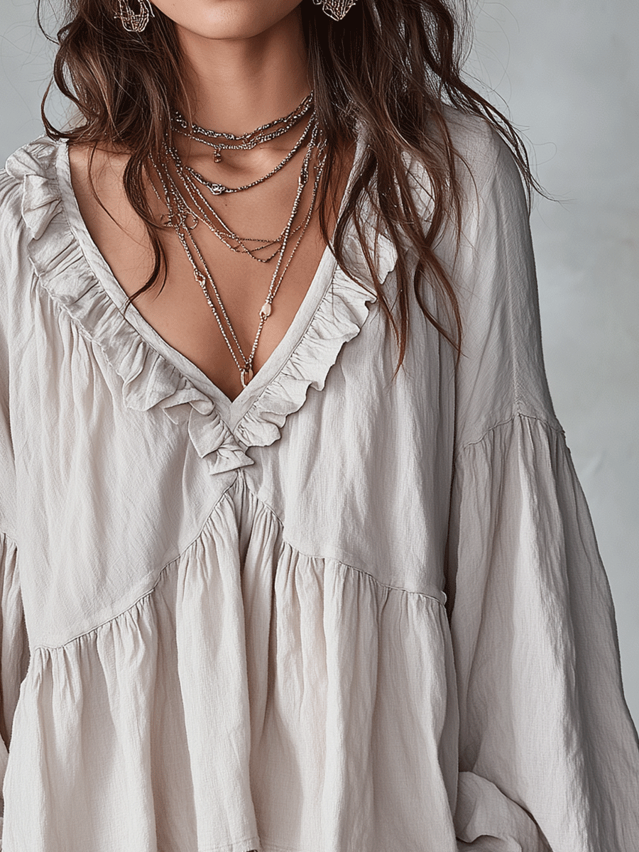 Brenda™ | Airy Vintage-Inspired Ruffle Blouse