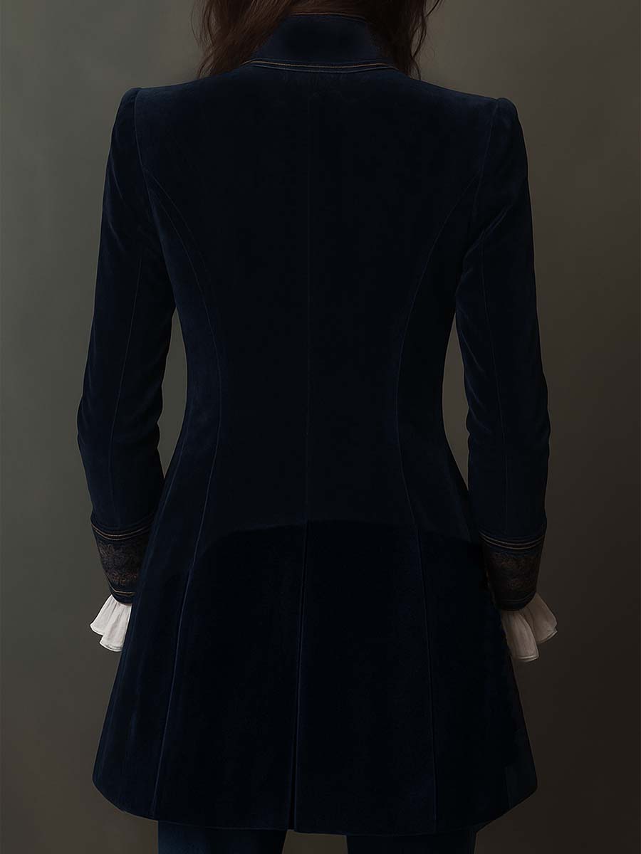 Margaret™ | Long Embroidered Velvet Jacket