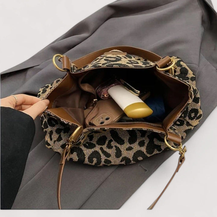 Sylvia™ | Chic Leopard Print Canvas Bag