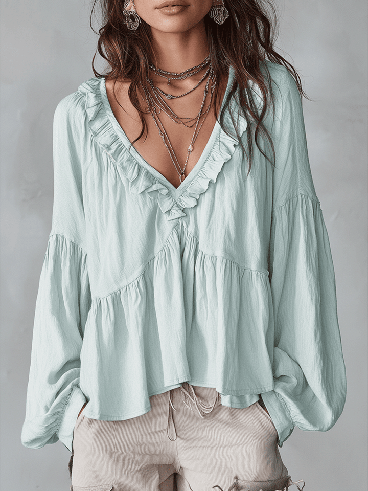 Brenda™ | Airy Vintage-Inspired Ruffle Blouse