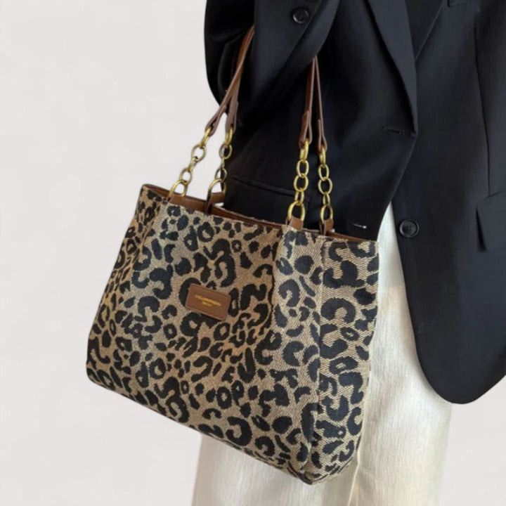 Sylvia™ | Chic Leopard Print Canvas Bag