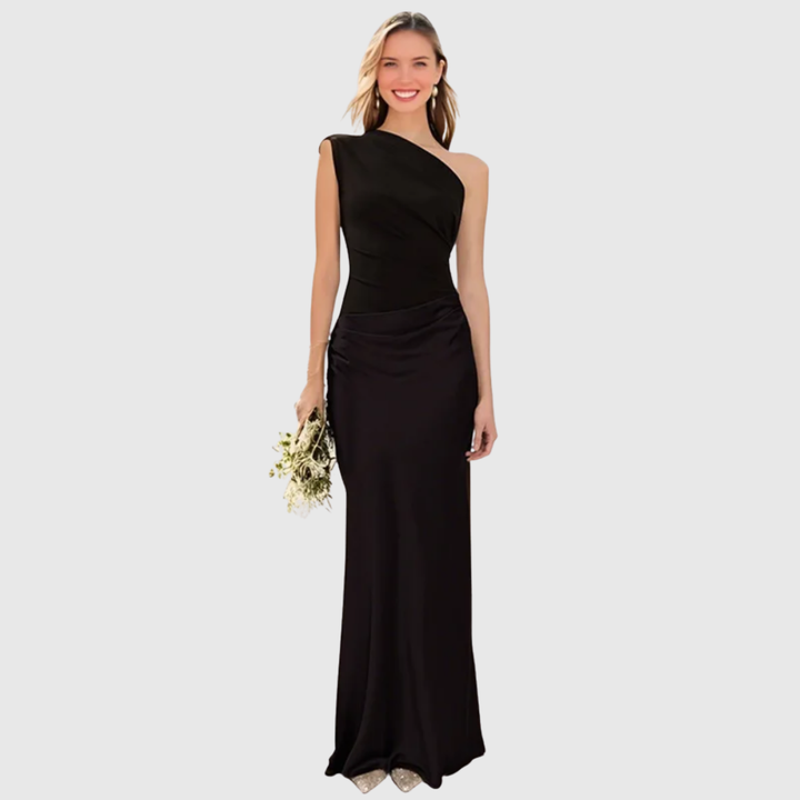 Audrey™ | One-Shoulder Satin Maxi Dress