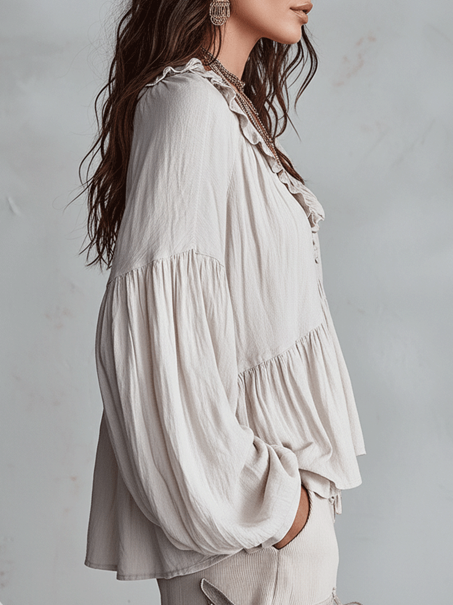 Brenda™ | Airy Vintage-Inspired Ruffle Blouse