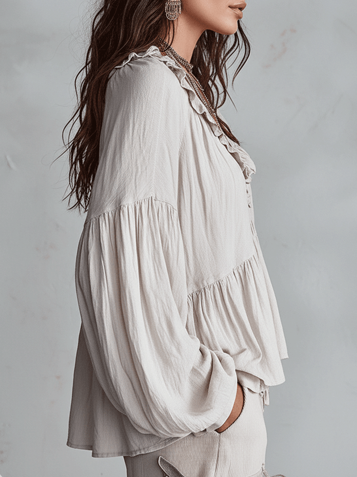 Brenda™ | Airy Vintage-Inspired Ruffle Blouse