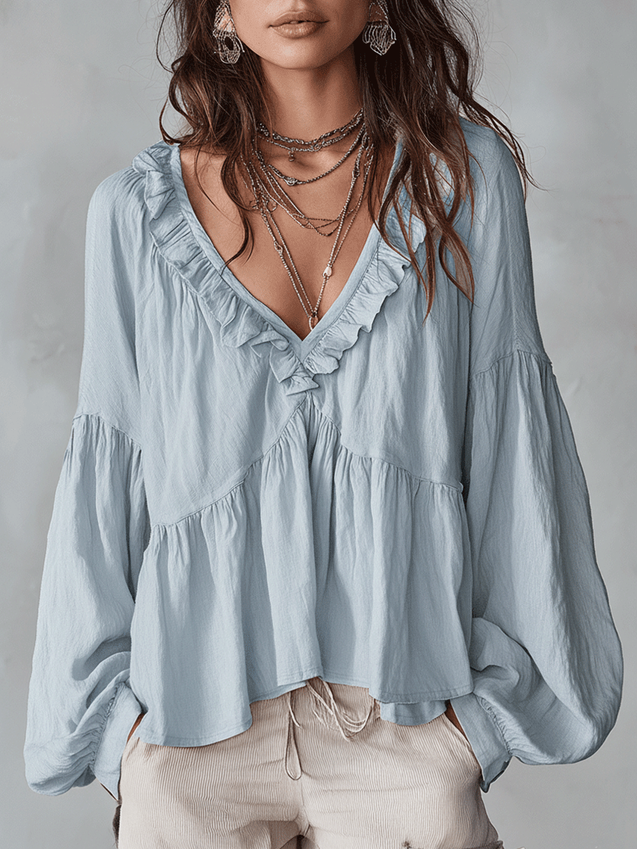 Brenda™ | Airy Vintage-Inspired Ruffle Blouse