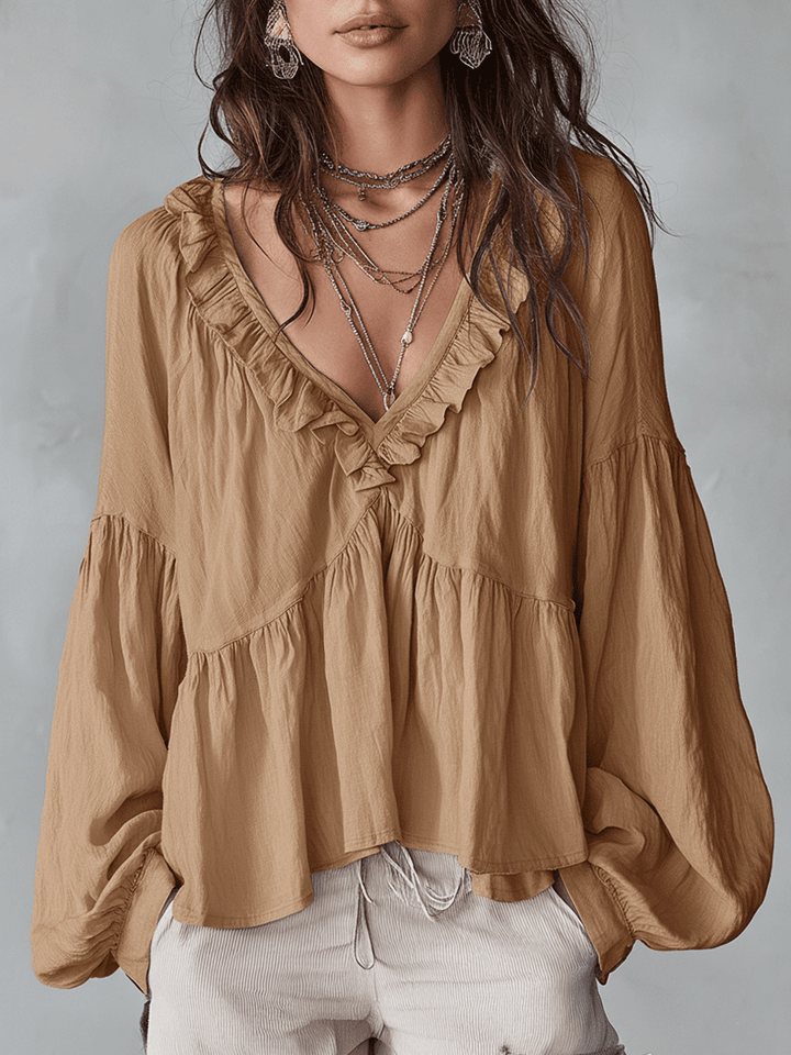 Brenda™ | Airy Vintage-Inspired Ruffle Blouse