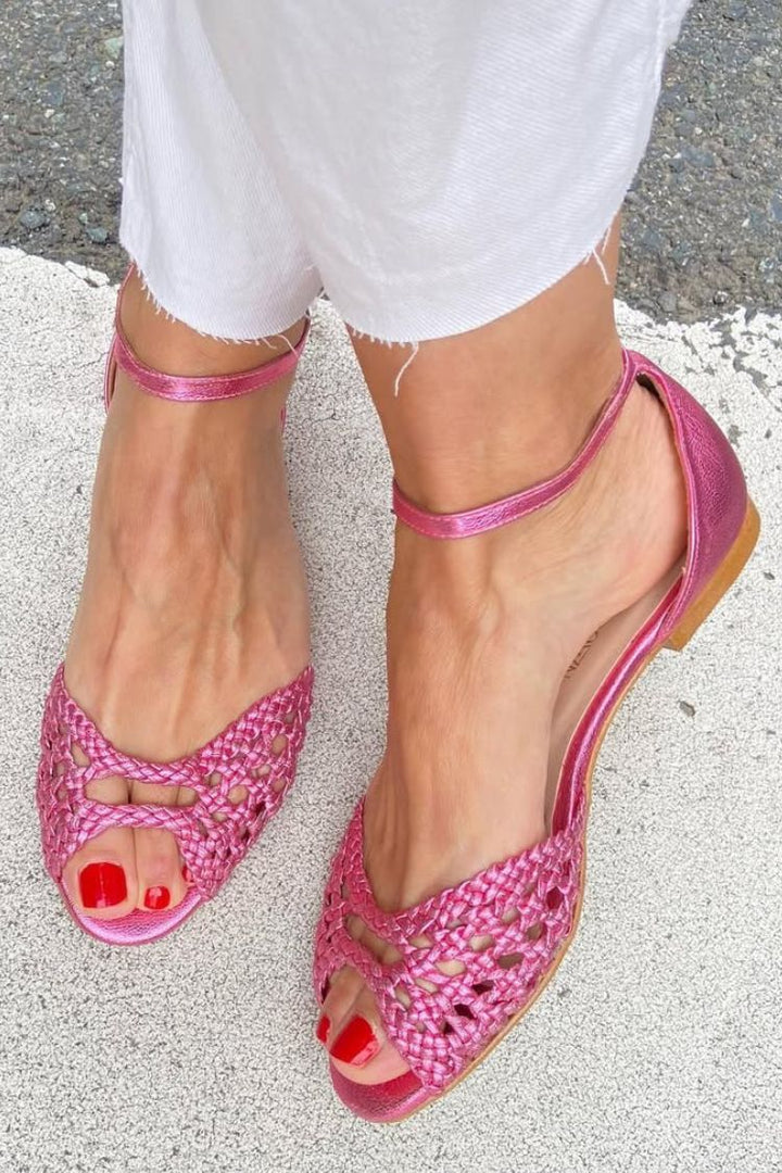 Hazel™ | Elegant Woven Gold Sandals