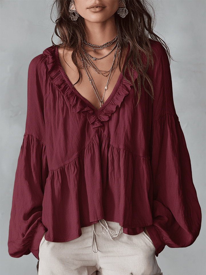 Brenda™ | Airy Vintage-Inspired Ruffle Blouse