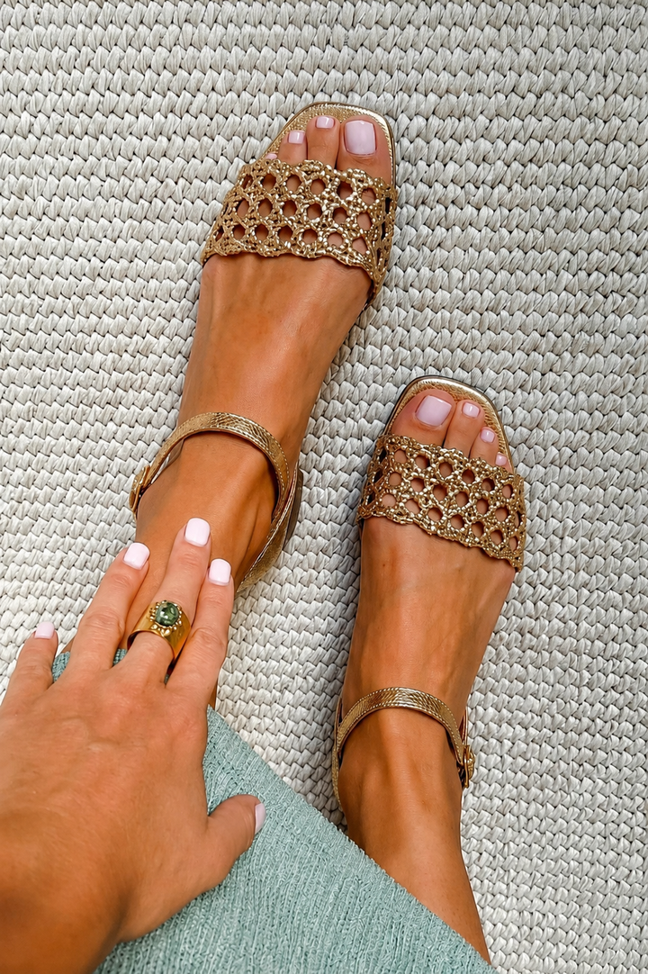 Barbara™ | Chic Strappy Golden Sandals