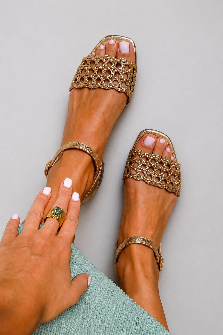 Barbara™ | Chic Strappy Golden Sandals