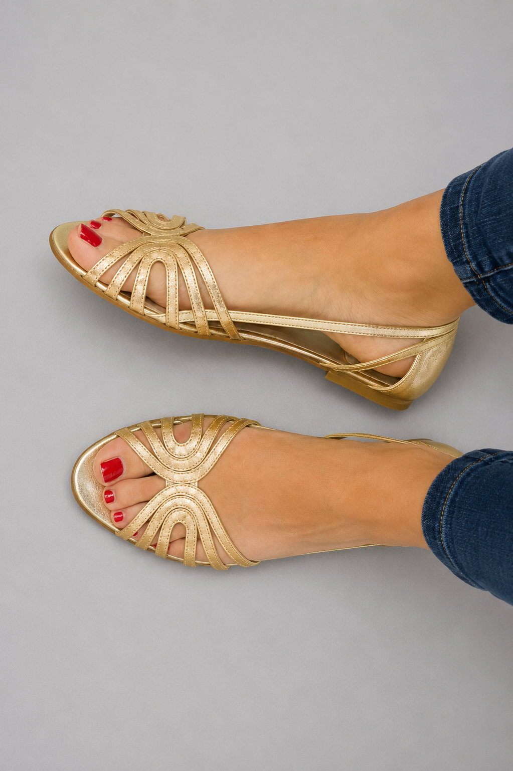 Josephine™ | Chic Strappy Golden Sandals
