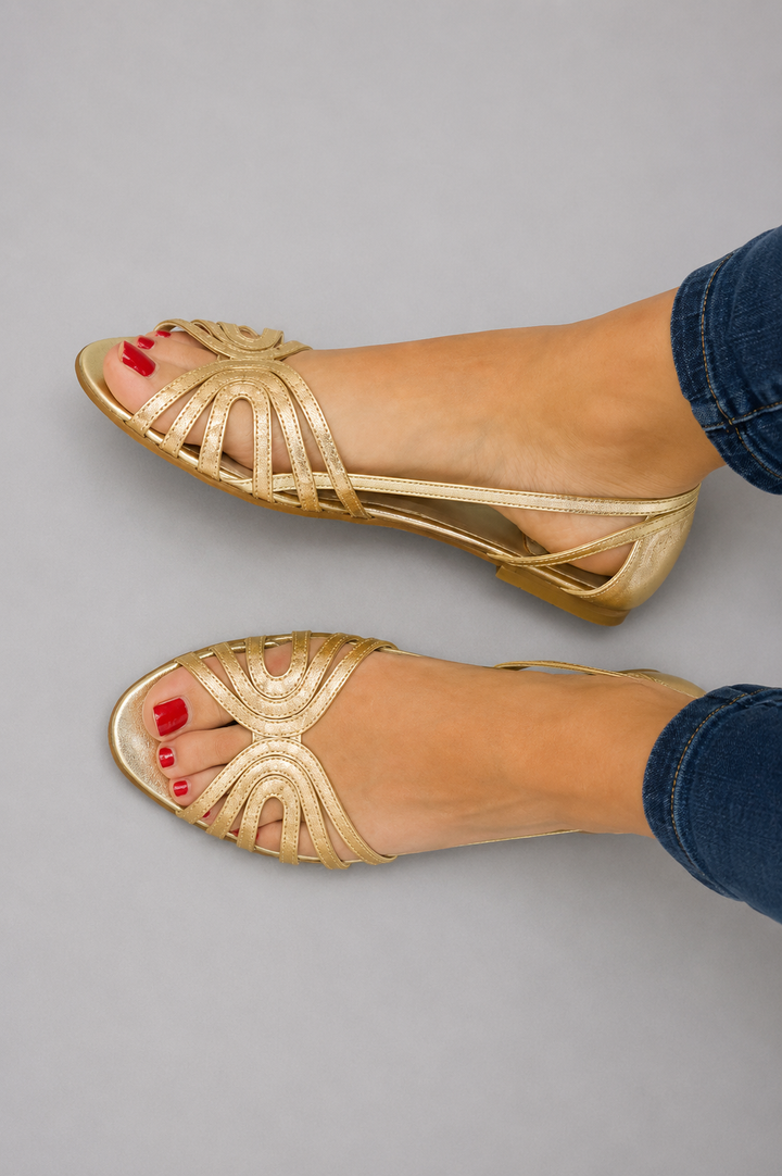 Josephine™ | Chic Strappy Golden Sandals