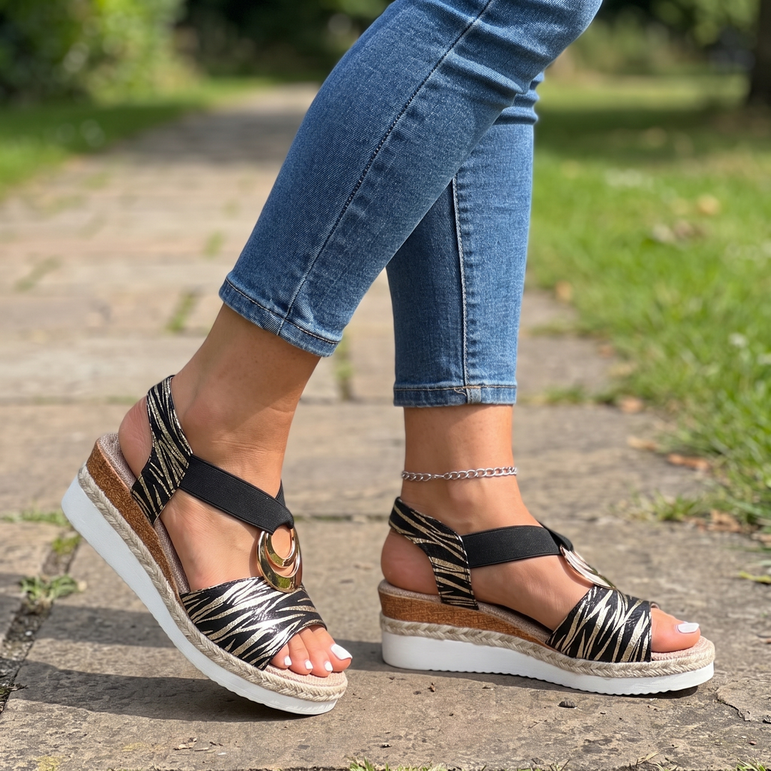 Norma™ | Stylish Metal-Ring Wedge Sandals