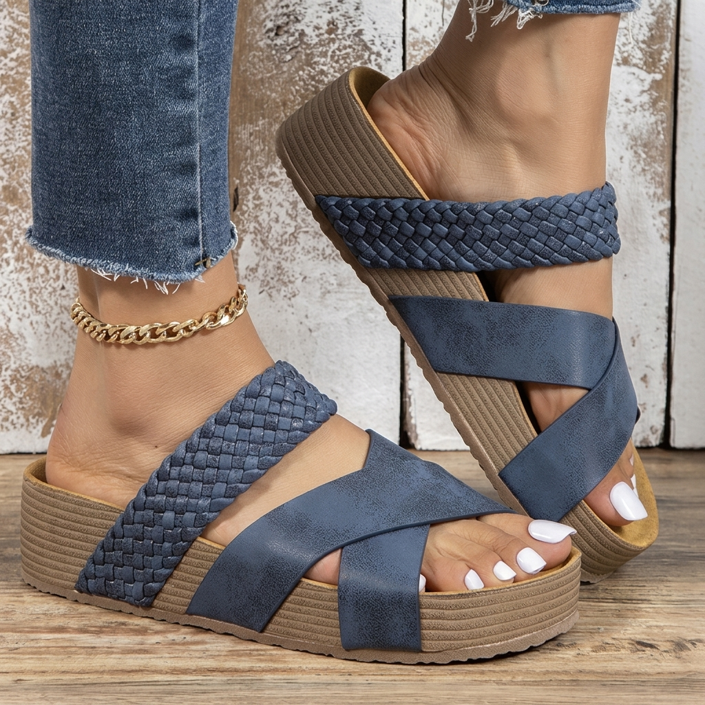 Sheila™ | Stylish Double-Strap Wedge Sandals