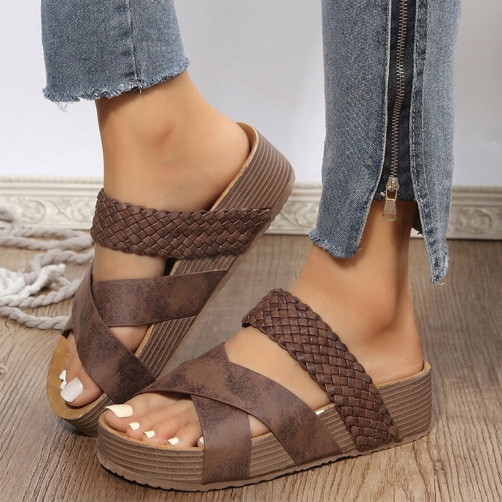 Sheila™ | Stylish Double-Strap Wedge Sandals