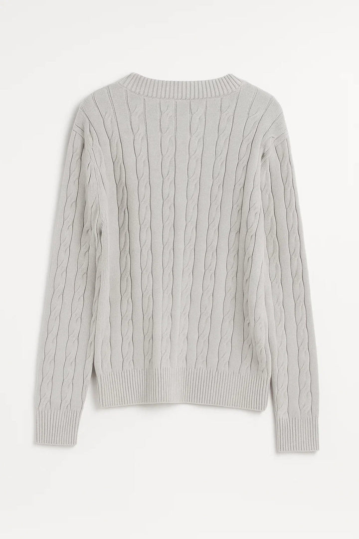 Norma™ | Elegant V-Neck Cable-Knit Sweater