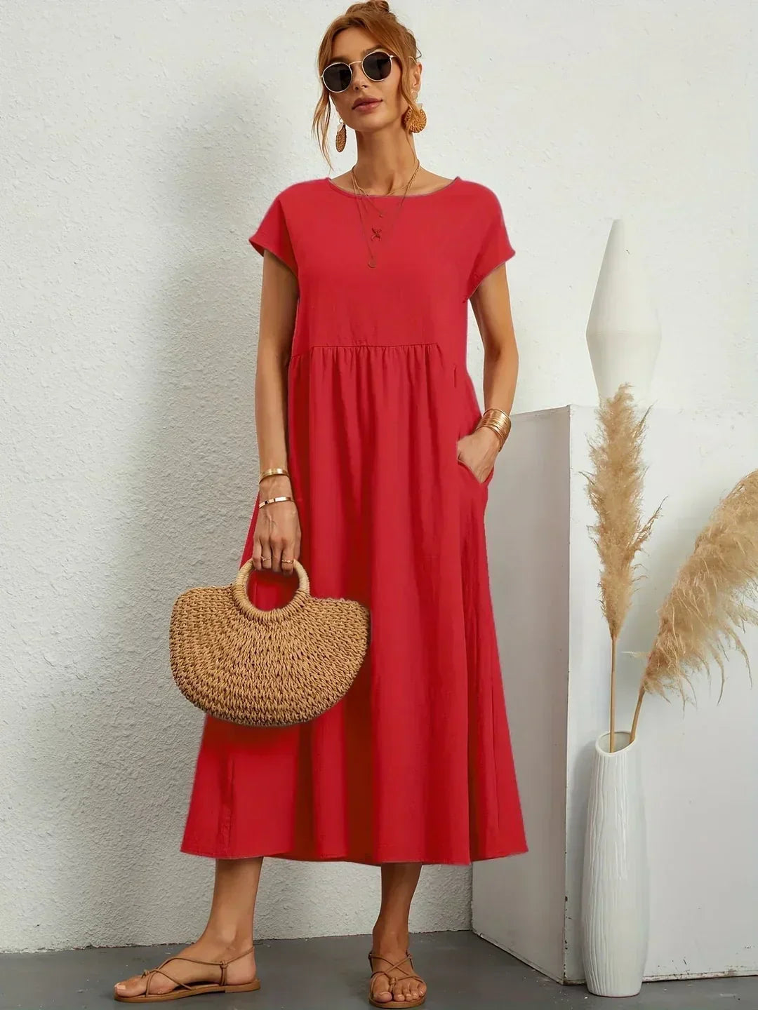 Sally™ | Flowing Midi Dress with Timeless Elegance