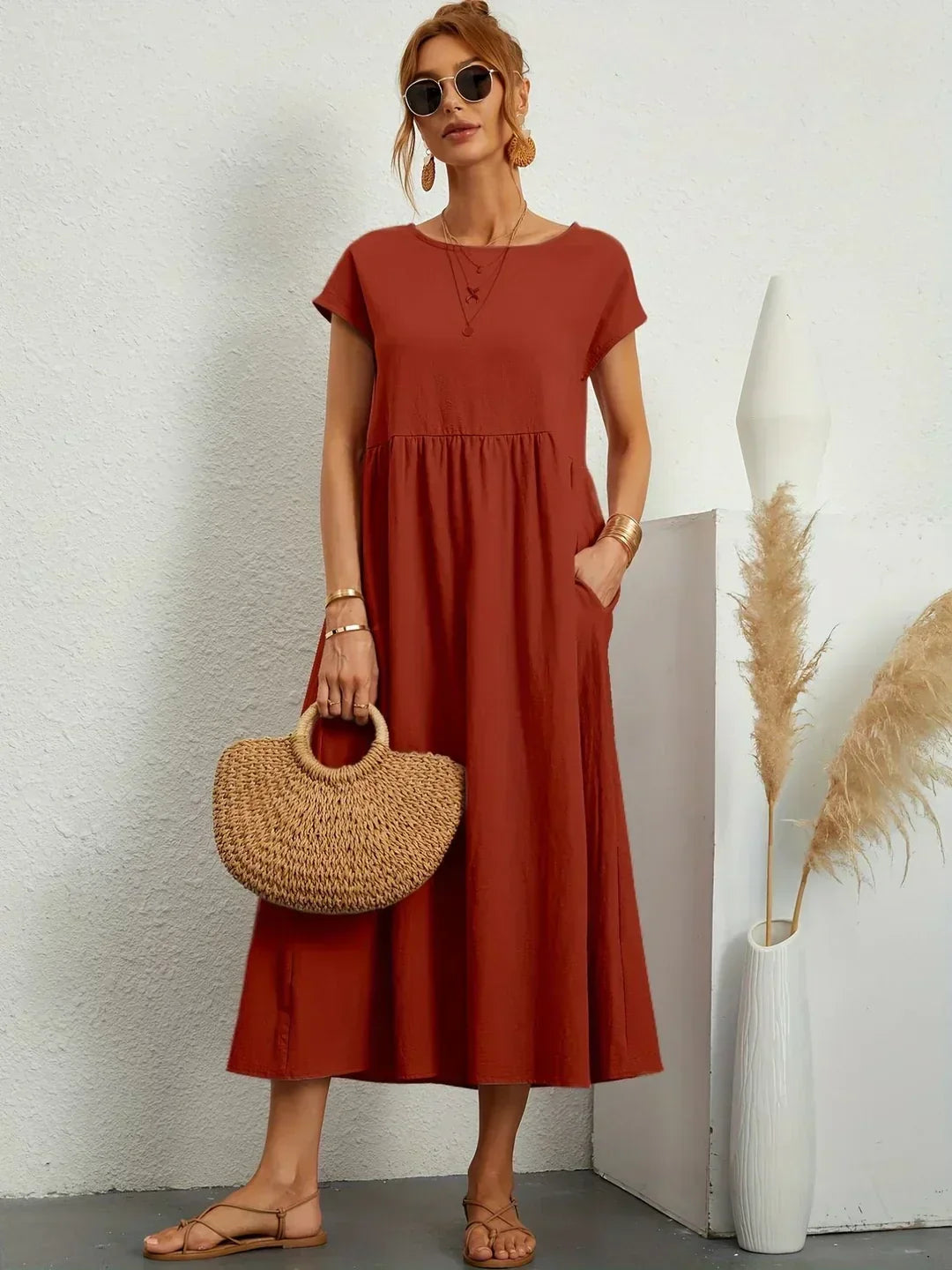 Sally™ | Flowing Midi Dress with Timeless Elegance