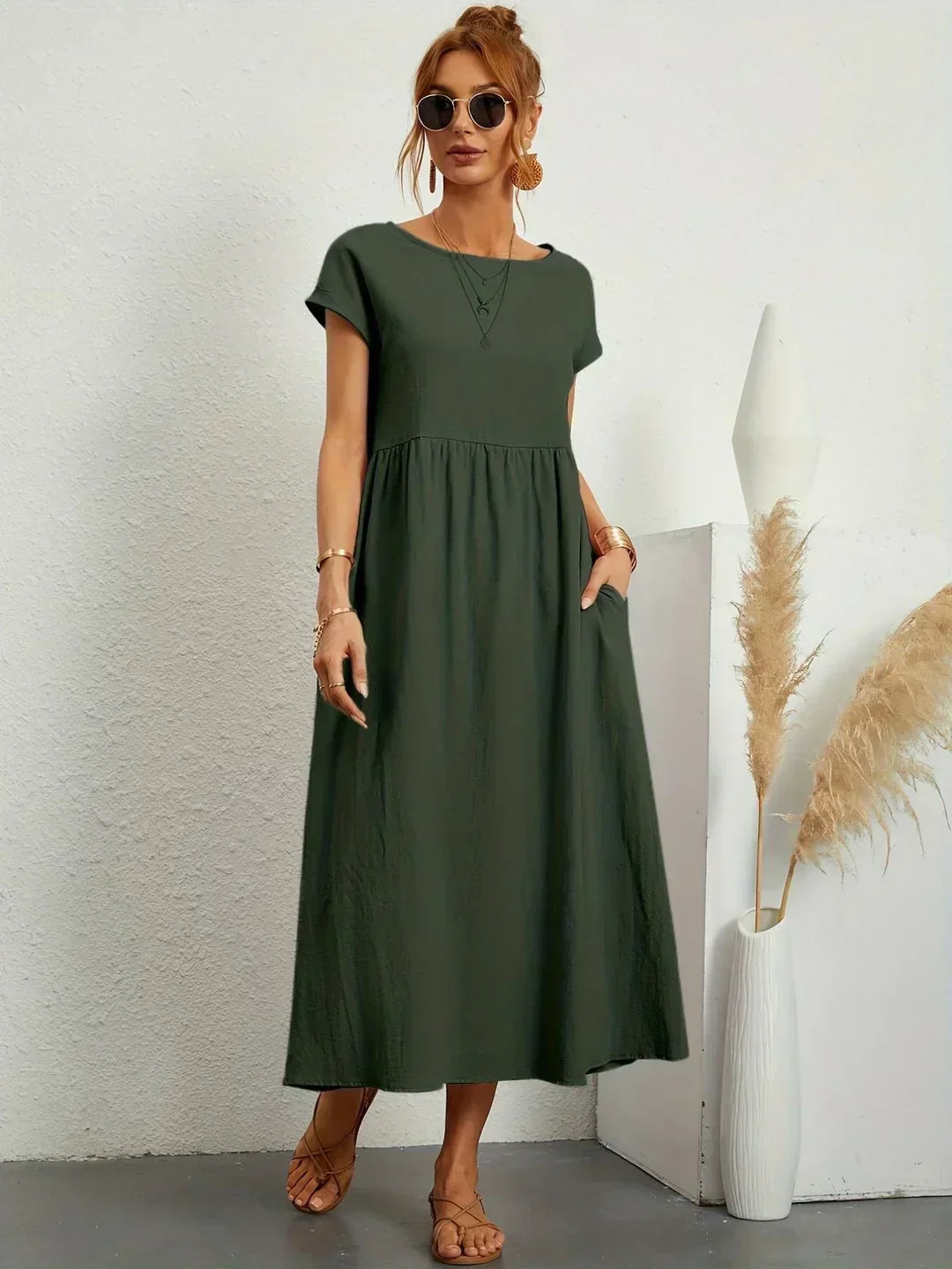 Sally™ | Flowing Midi Dress with Timeless Elegance