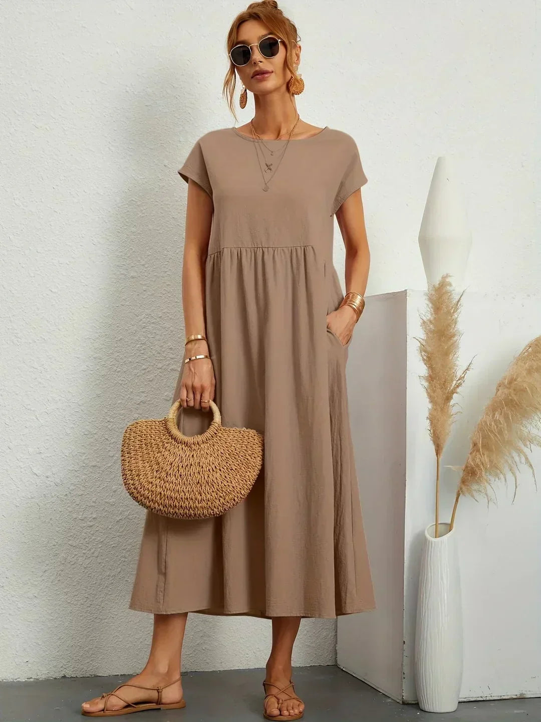 Sally™ | Flowing Midi Dress with Timeless Elegance