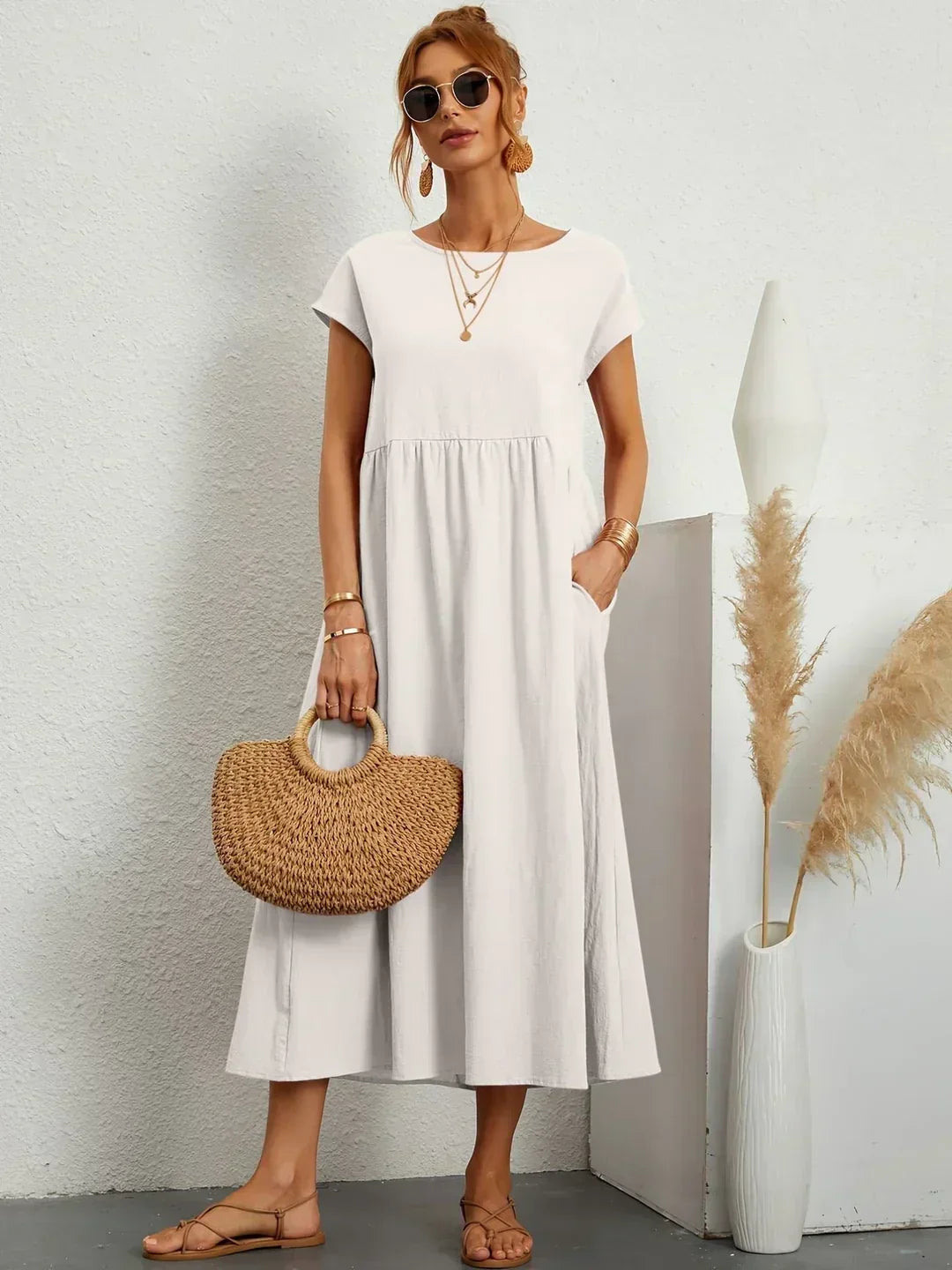 Sally™ | Flowing Midi Dress with Timeless Elegance