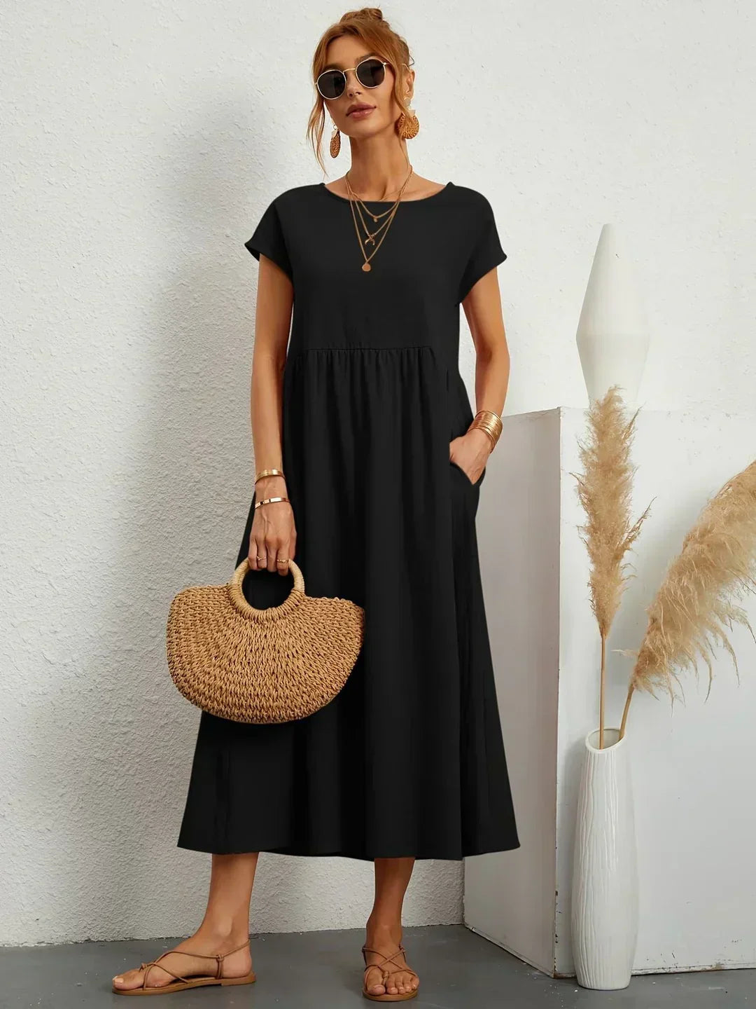 Sally™ | Flowing Midi Dress with Timeless Elegance