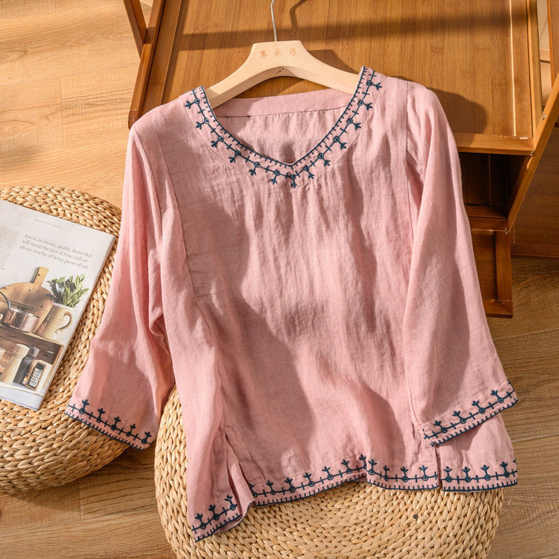 Linda™ | Stylish Embroidered V-Neck Blouse