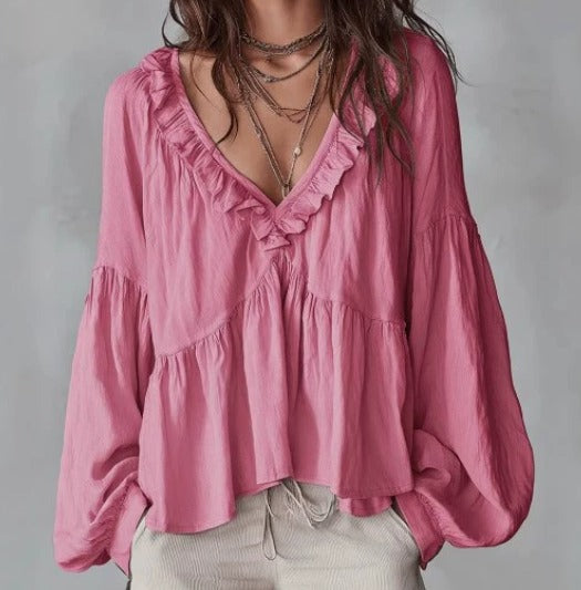 Brenda™ | Airy Vintage-Inspired Ruffle Blouse