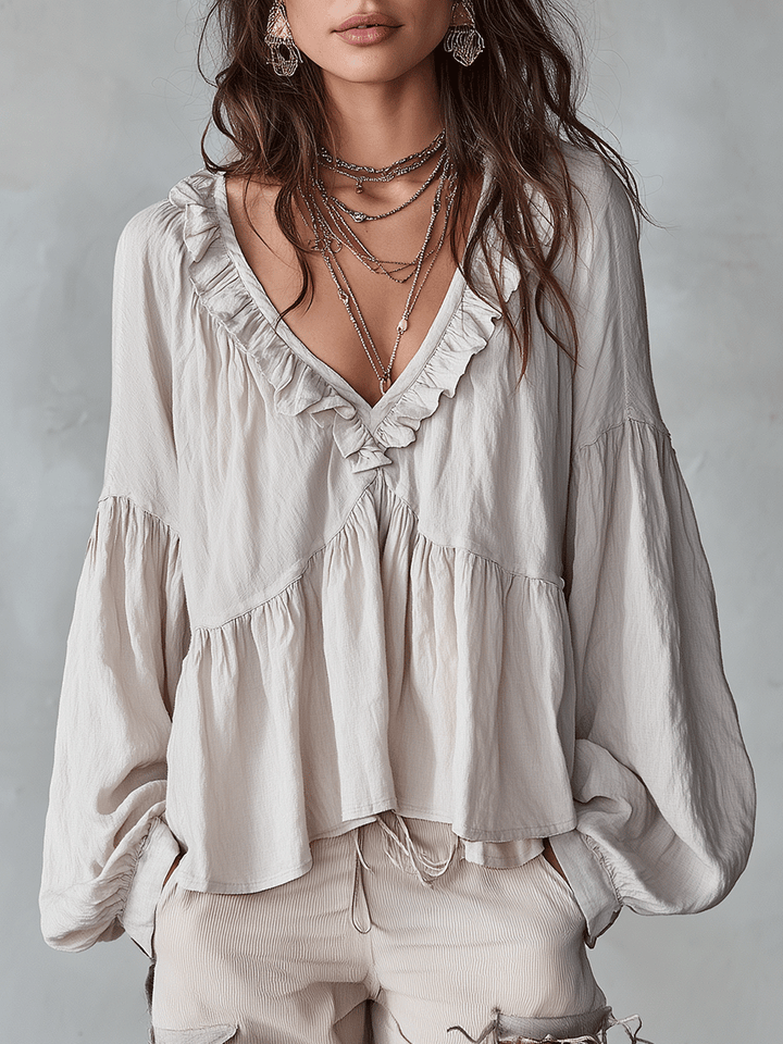 Brenda™ | Airy Vintage-Inspired Ruffle Blouse