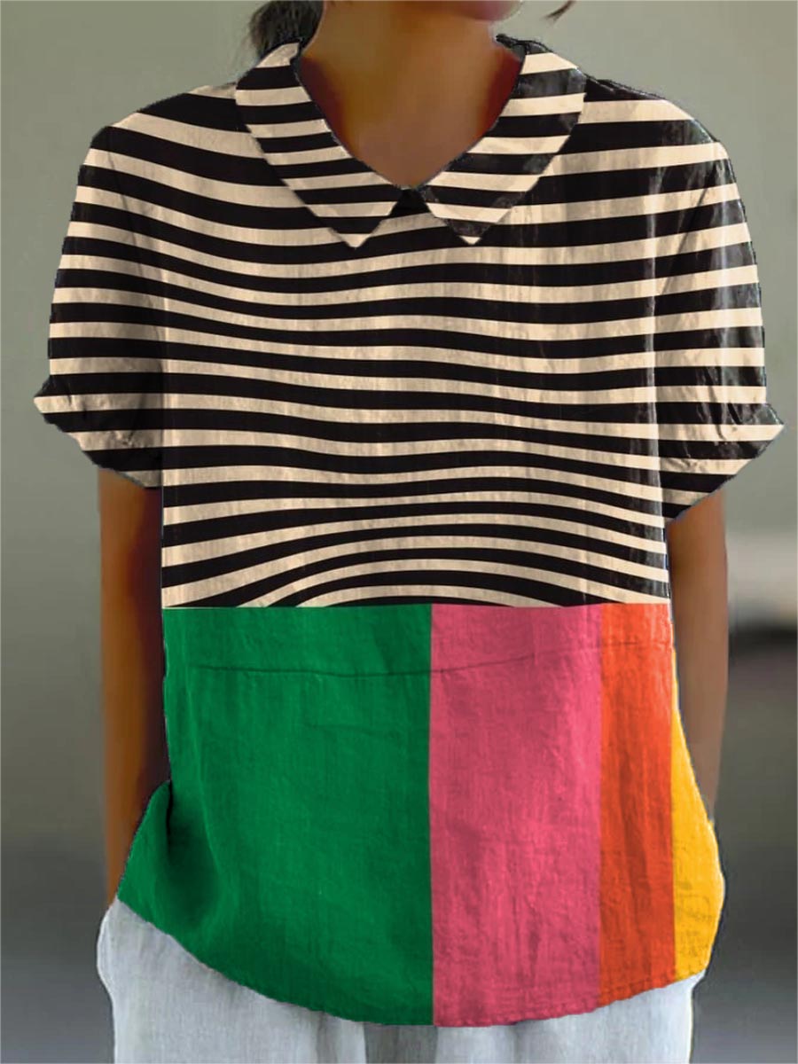 Lorraine™ | Bold Stripes and Color Block Shirt