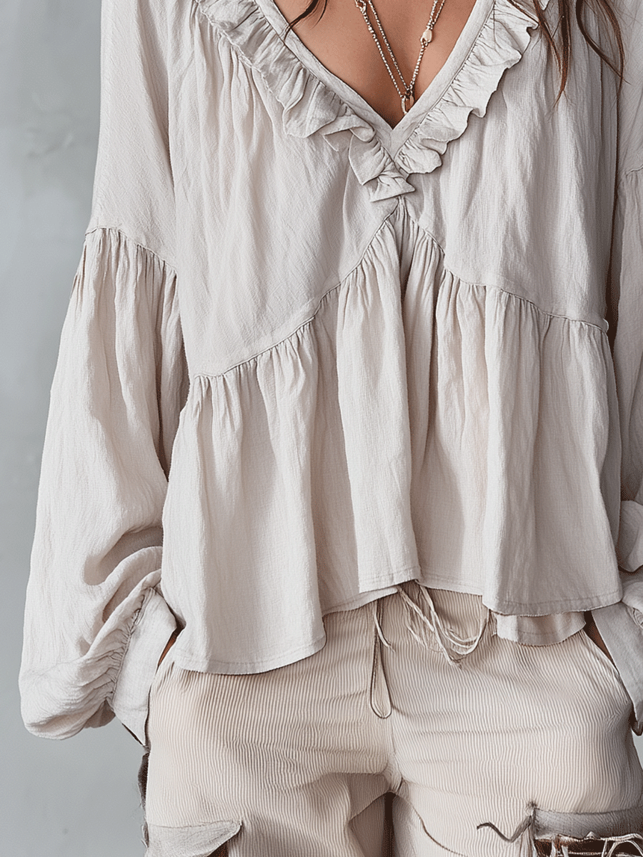 Brenda™ | Airy Vintage-Inspired Ruffle Blouse