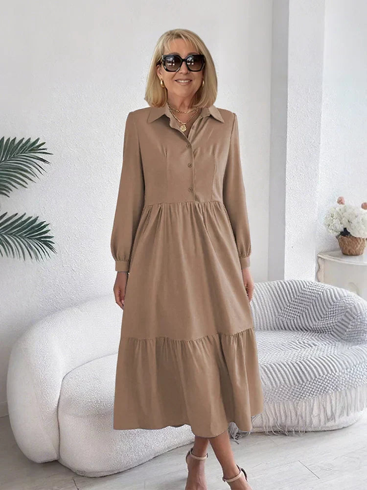 Carol™ | Elegant Ruffle Shirt Dress