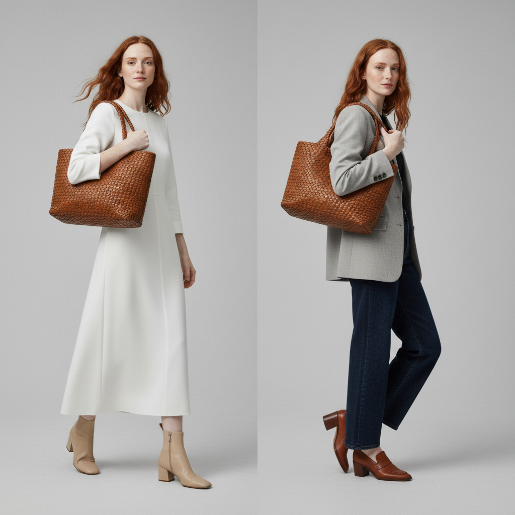 Yvonne™ | Handwoven Vegan Leather Tote