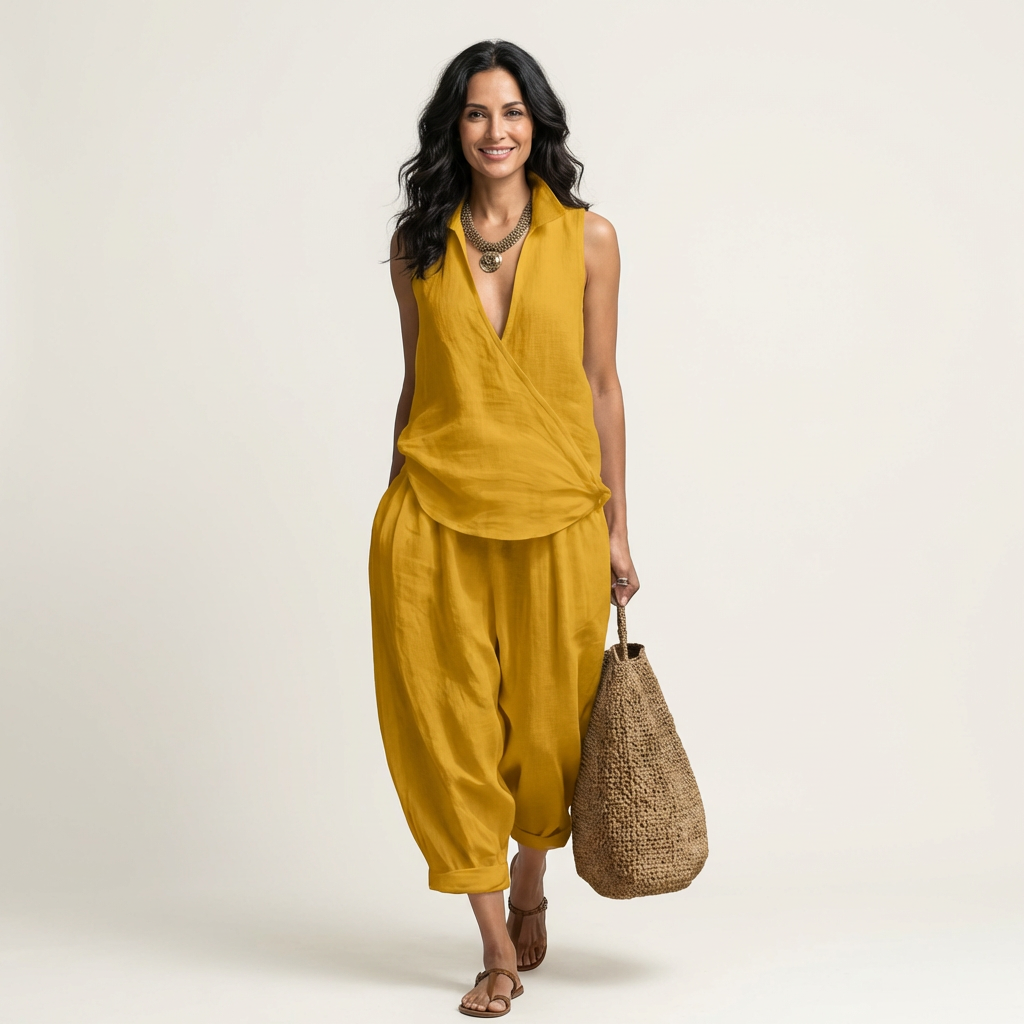 Carol™ | Wrap-Top &amp; Wide-Leg Set