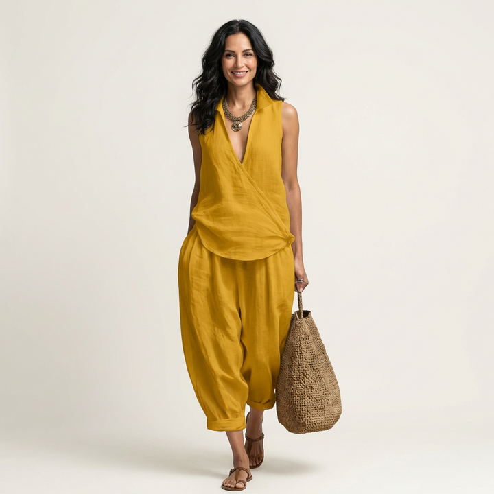 Carol™ | Wrap-Top &amp; Wide-Leg Set