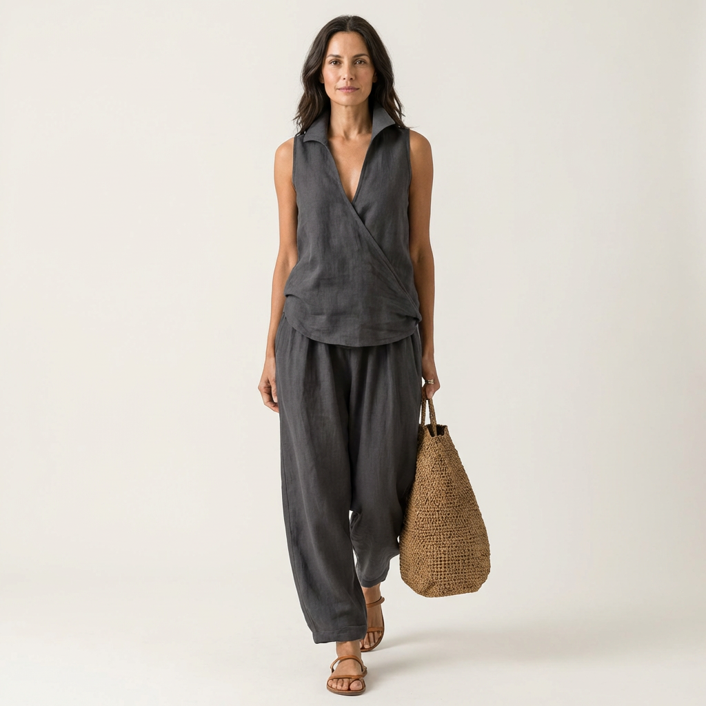 Carol™ | Wrap-Top &amp; Wide-Leg Set