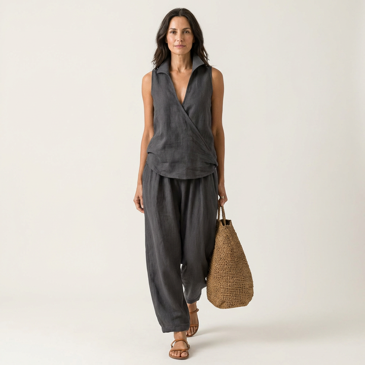 Carol™ | Wrap-Top &amp; Wide-Leg Set