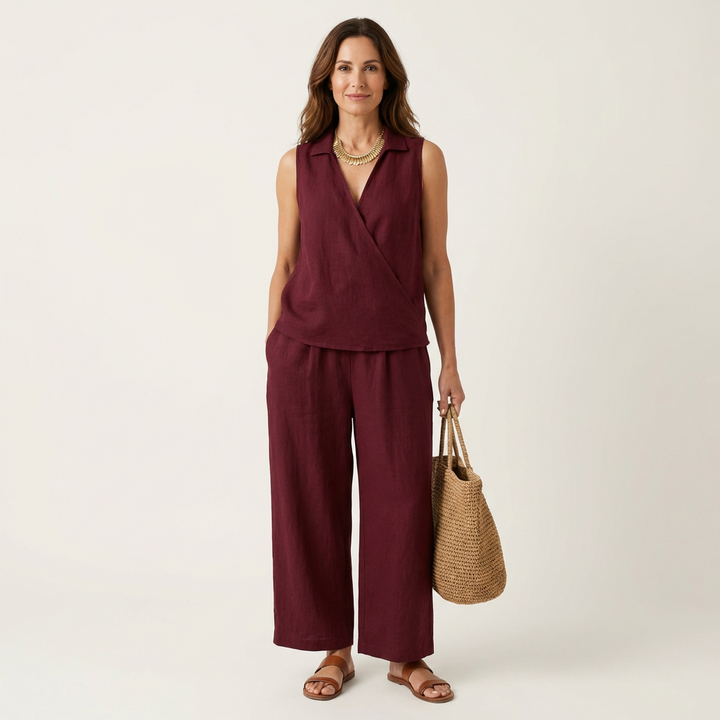 Carol™ | Wrap-Top &amp; Wide-Leg Set