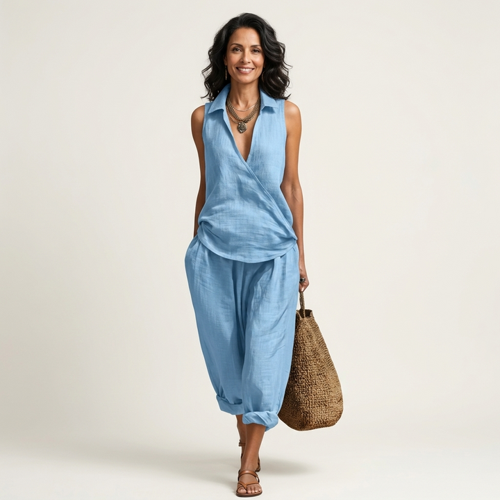 Carol™ | Wrap-Top &amp; Wide-Leg Set