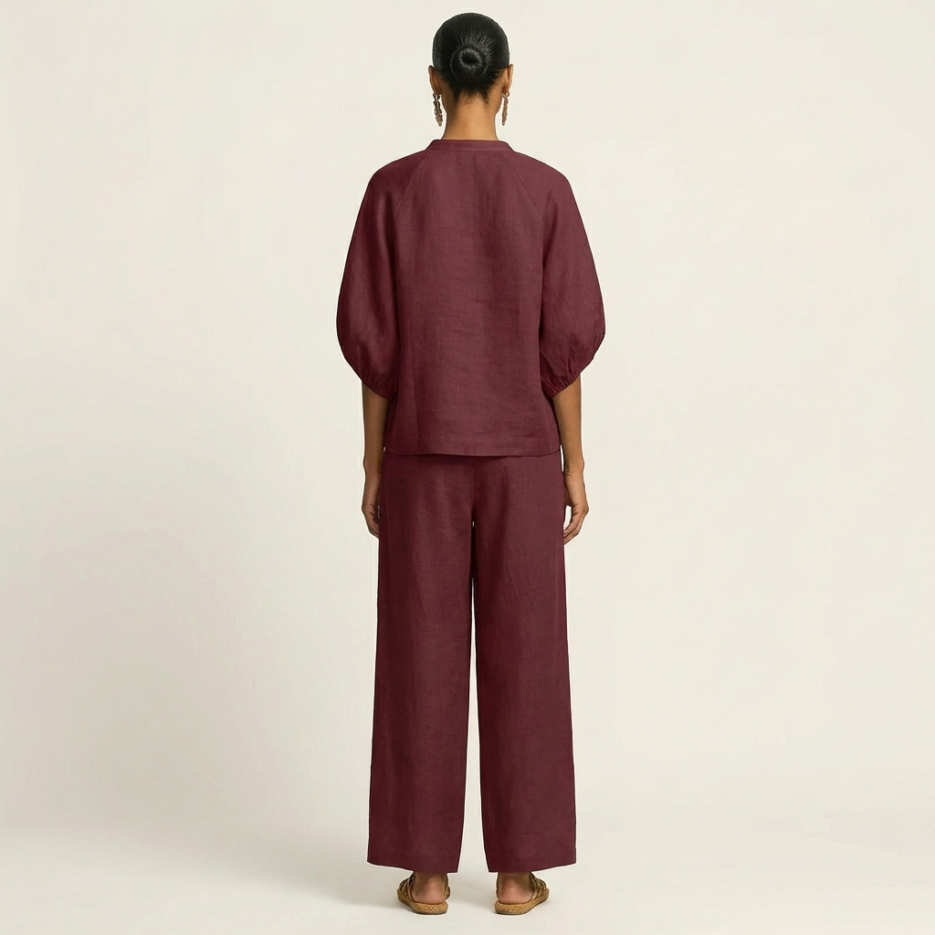 Angela™ | Zipper-Front Puff Sleeve Set