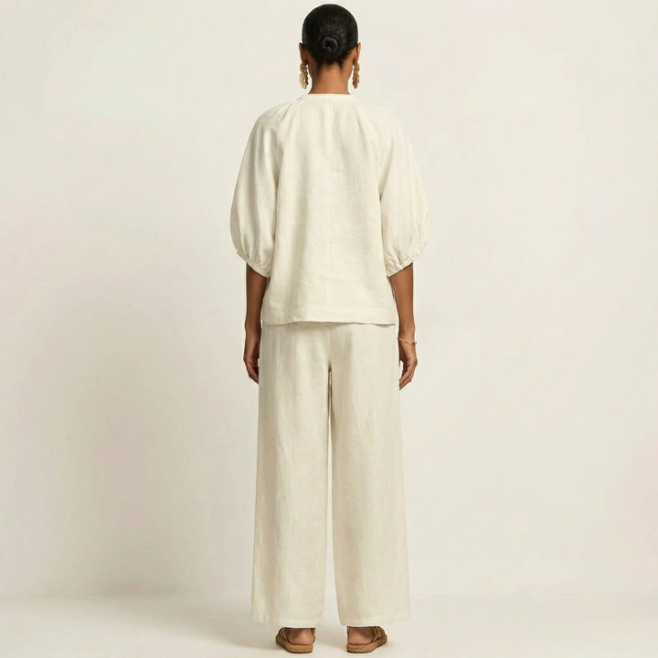 Angela™ | Zipper-Front Puff Sleeve Set