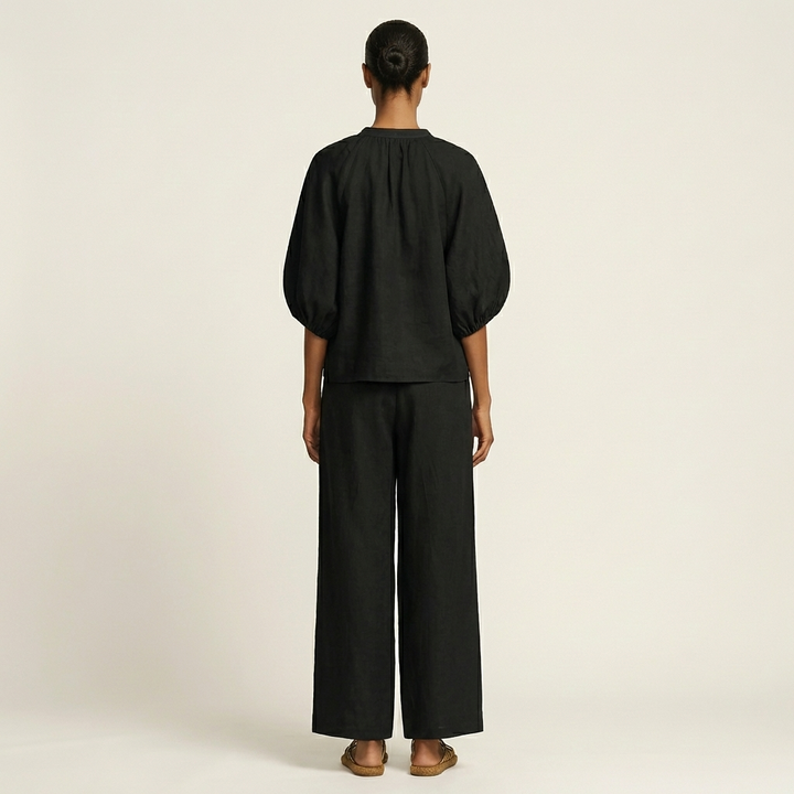 Angela™ | Zipper-Front Puff Sleeve Set