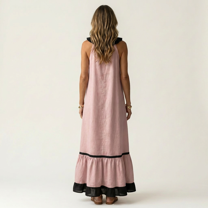 Elaine™ | Sleeveless Ruffle-Neck Maxi Dress