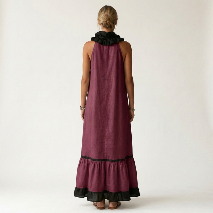 Elaine™ | Sleeveless Ruffle-Neck Maxi Dress