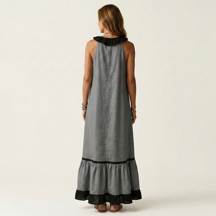 Elaine™ | Sleeveless Ruffle-Neck Maxi Dress