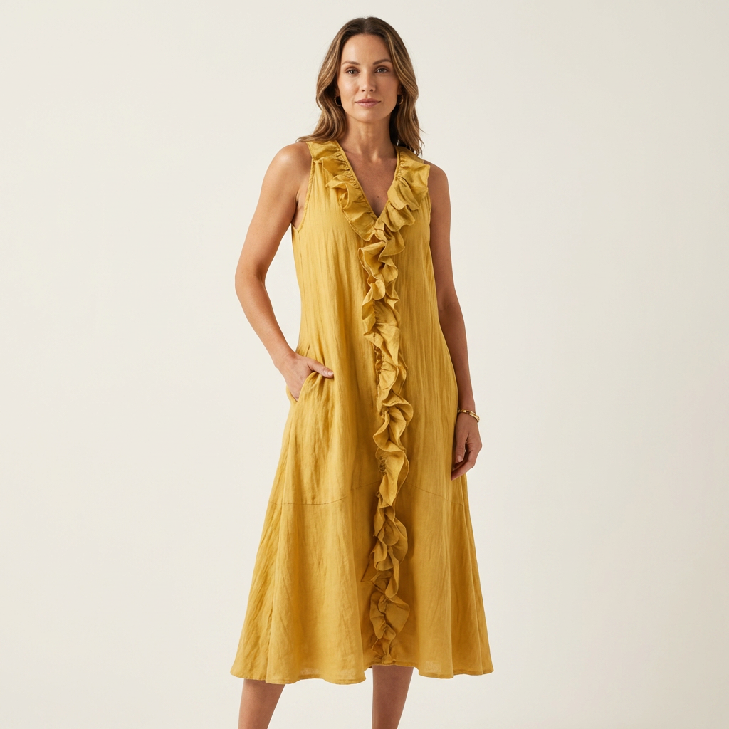 Deborah™ | Ruffle-Front V-Neck Maxi Dress