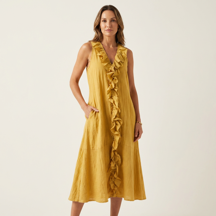 Deborah™ | Ruffle-Front V-Neck Maxi Dress